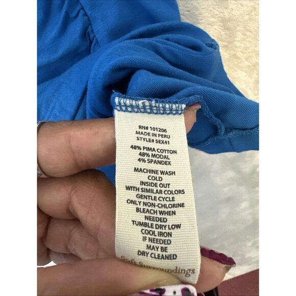 Soft Surroundings 3X Blue Pima Cotton Surplice V-Neck Top - Picture 8 of 10